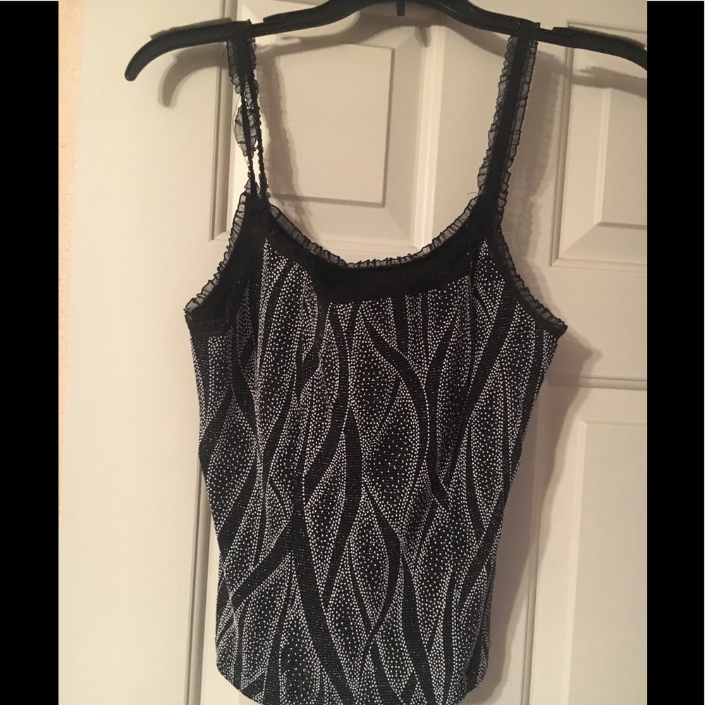 Black/ White beaded tank